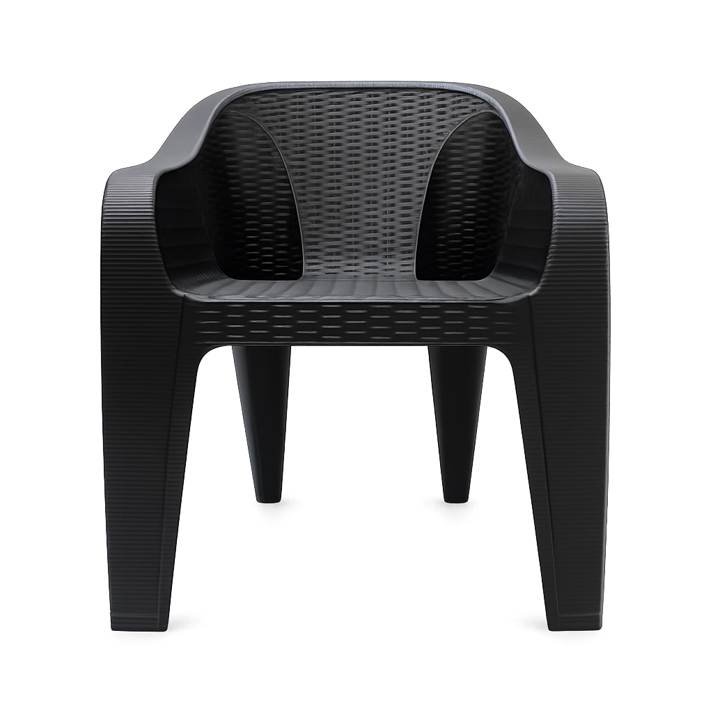 sillón rattan de plástico negro para jardín o terraza